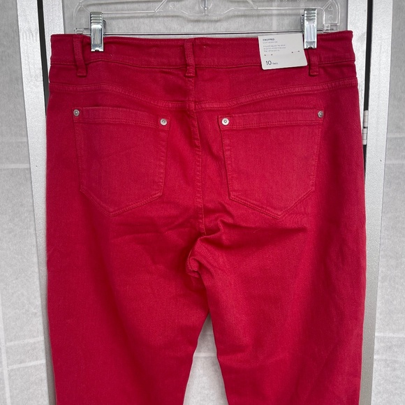 NWT J.Jill Denim Red (Light Vermilion) Cropped Ankle Jeans sz 10 tall - Picture 4 of 10